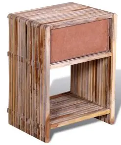 vidaXL Nightstand with Drawer Reclaimed Teak Wood
