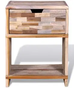 vidaXL Nightstand with Drawer Reclaimed Teak Wood