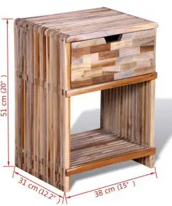 vidaXL Nightstand with Drawer Reclaimed Teak Wood