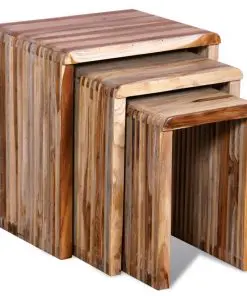 vidaXL Nesting Table Set 3 Pieces Reclaimed Teak