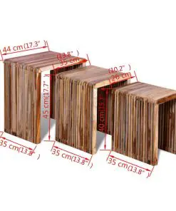 vidaXL Nesting Table Set 3 Pieces Reclaimed Teak