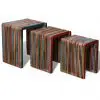 vidaXL Nesting Table Set 3 Pieces Colourful Reclaimed Teak