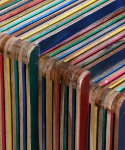 vidaXL Nesting Table Set 3 Pieces Colourful Reclaimed Teak