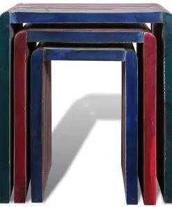 vidaXL Nesting Table Set 3 Pieces Colourful Reclaimed Teak