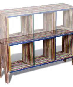 TV Cabinet with 3 Shelves Stackable Reclaimed Teak Colourful