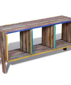 TV Cabinet with 3 Shelves Stackable Reclaimed Teak Colourful