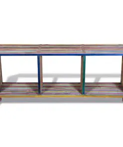 TV Cabinet with 3 Shelves Stackable Reclaimed Teak Colourful