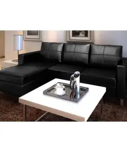 vidaXL Sectional Sofa 3-Seater Artificial Leather Black