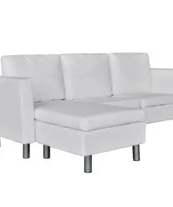 vidaXL Sectional Sofa 3-Seater Artificial Leather White