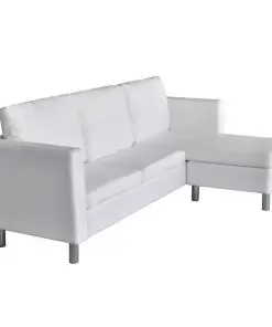 vidaXL Sectional Sofa 3-Seater Artificial Leather White