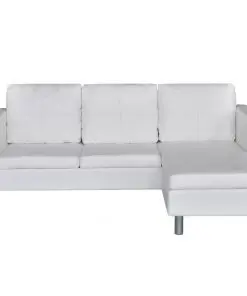 vidaXL Sectional Sofa 3-Seater Artificial Leather White