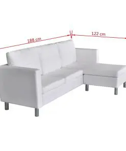 vidaXL Sectional Sofa 3-Seater Artificial Leather White