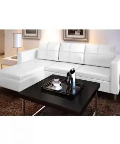 vidaXL Sectional Sofa 3-Seater Artificial Leather White