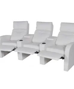 vidaXL Recliner 3-seat Artificial Leather White