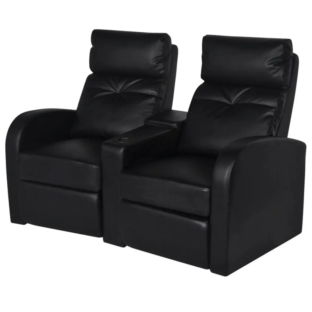vidaXL Recliner 2-seat Artificial Leather Black