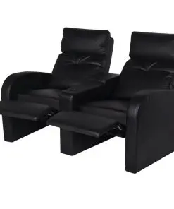 vidaXL Recliner 2-seat Artificial Leather Black