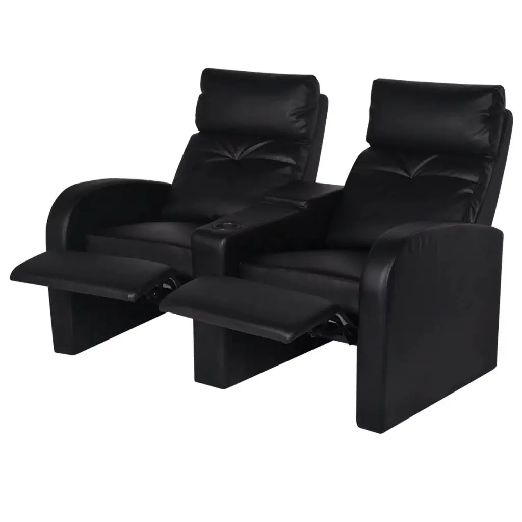 vidaXL Recliner 2-seat Artificial Leather Black