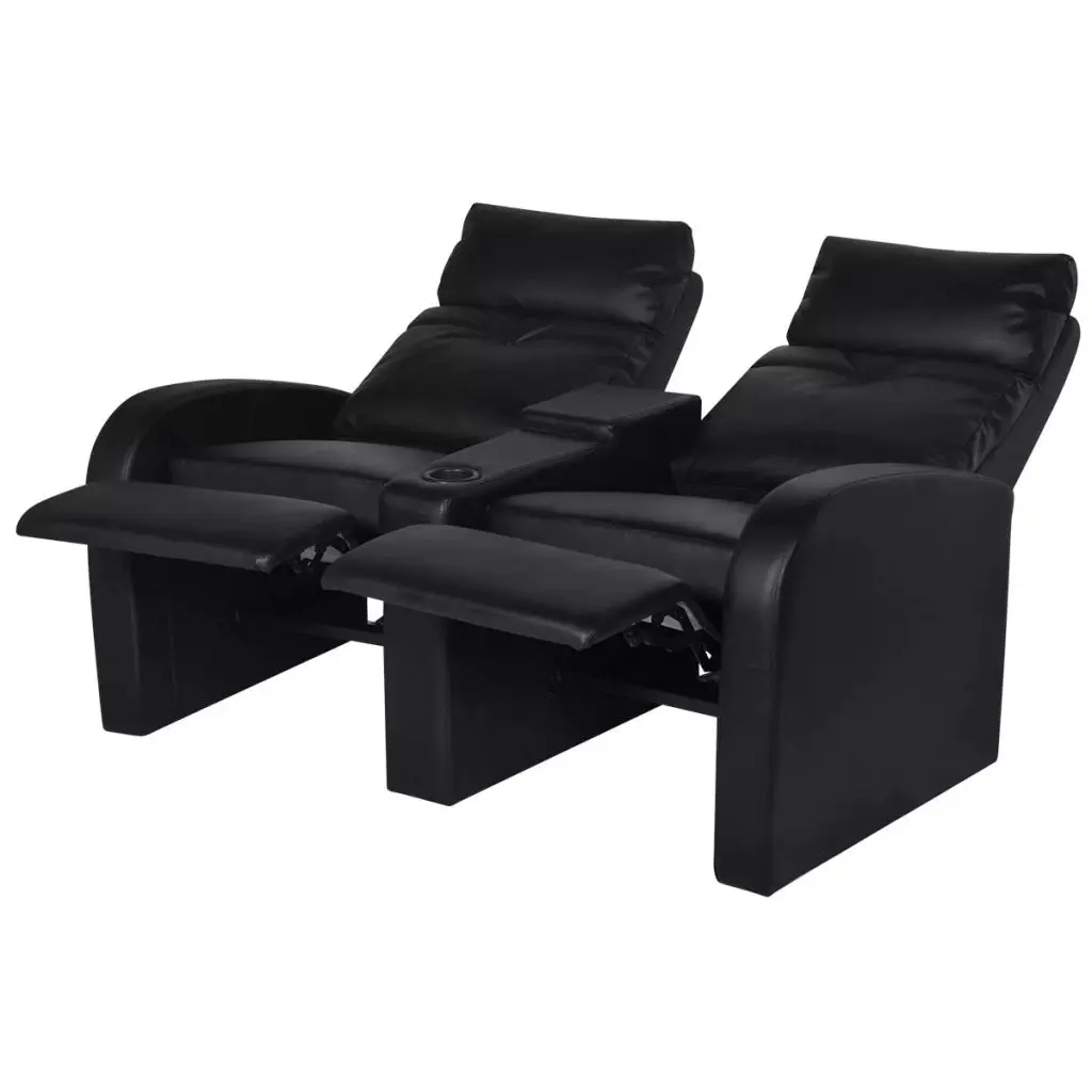 vidaXL Recliner 2-seat Artificial Leather Black