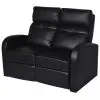 vidaXL Recliner 2-seat Artificial Leather Black vidaXL Recliner 2-seat Artificial Leather Black