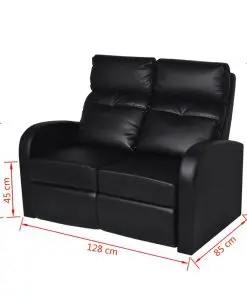 vidaXL Recliner 2-seat Artificial Leather Black