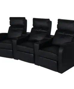 vidaXL Recliner 3-seat Artificial Leather Black