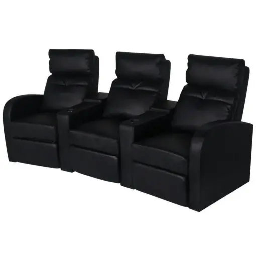 vidaXL Recliner 3-seat Artificial Leather Black