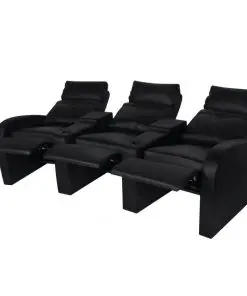 vidaXL Recliner 3-seat Artificial Leather Black