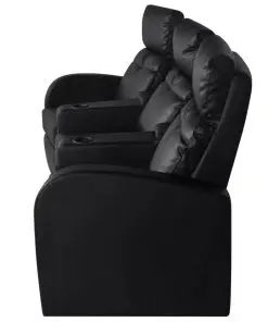 vidaXL Recliner 3-seat Artificial Leather Black