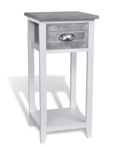 vidaXL Nightstand with 1 Drawer Grey and White