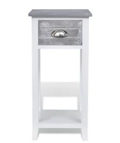 vidaXL Nightstand with 1 Drawer Grey and White