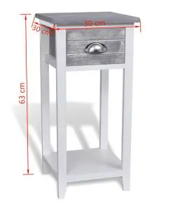 vidaXL Nightstand with 1 Drawer Grey and White