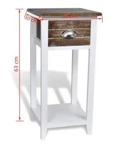 vidaXL Nightstand with 1 Drawer Brown and White