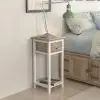 vidaXL Nightstand with 1 Drawer Brown and White