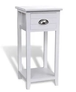vidaXL Nightstand with 1 Drawer White