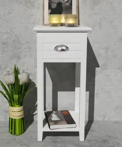 vidaXL Nightstand with 1 Drawer White