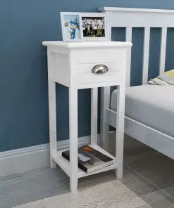 vidaXL Nightstand with 1 Drawer White