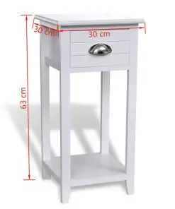 vidaXL Nightstand with 1 Drawer White