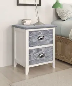 vidaXL Nightstand 2 pcs with 2 Drawers Grey and White