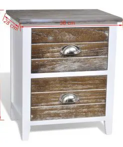 vidaXL Nightstand 2 pcs with 2 Drawers Brown and White