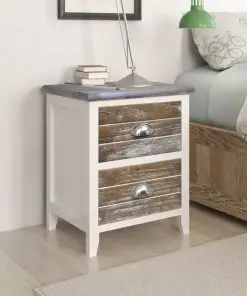 vidaXL Nightstand 2 pcs with 2 Drawers Brown and White