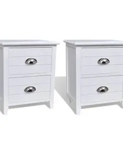 vidaXL Nightstand 2 pcs with 2 Drawers White