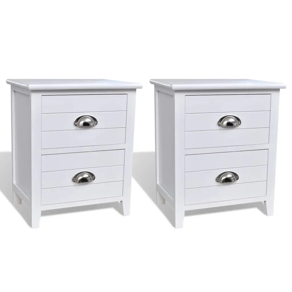 vidaXL Nightstand 2 pcs with 2 Drawers White