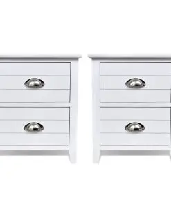 vidaXL Nightstand 2 pcs with 2 Drawers White
