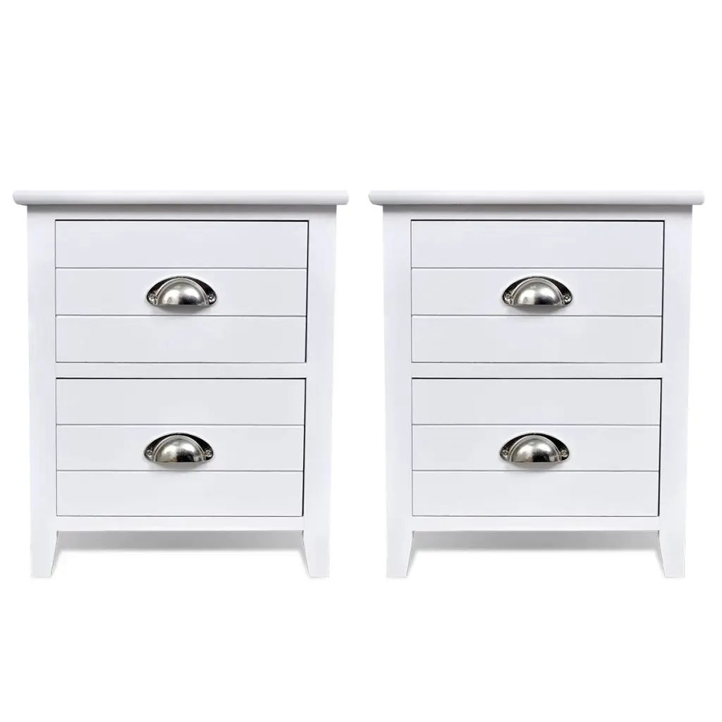 vidaXL Nightstand 2 pcs with 2 Drawers White