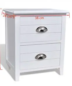 vidaXL Nightstand 2 pcs with 2 Drawers White