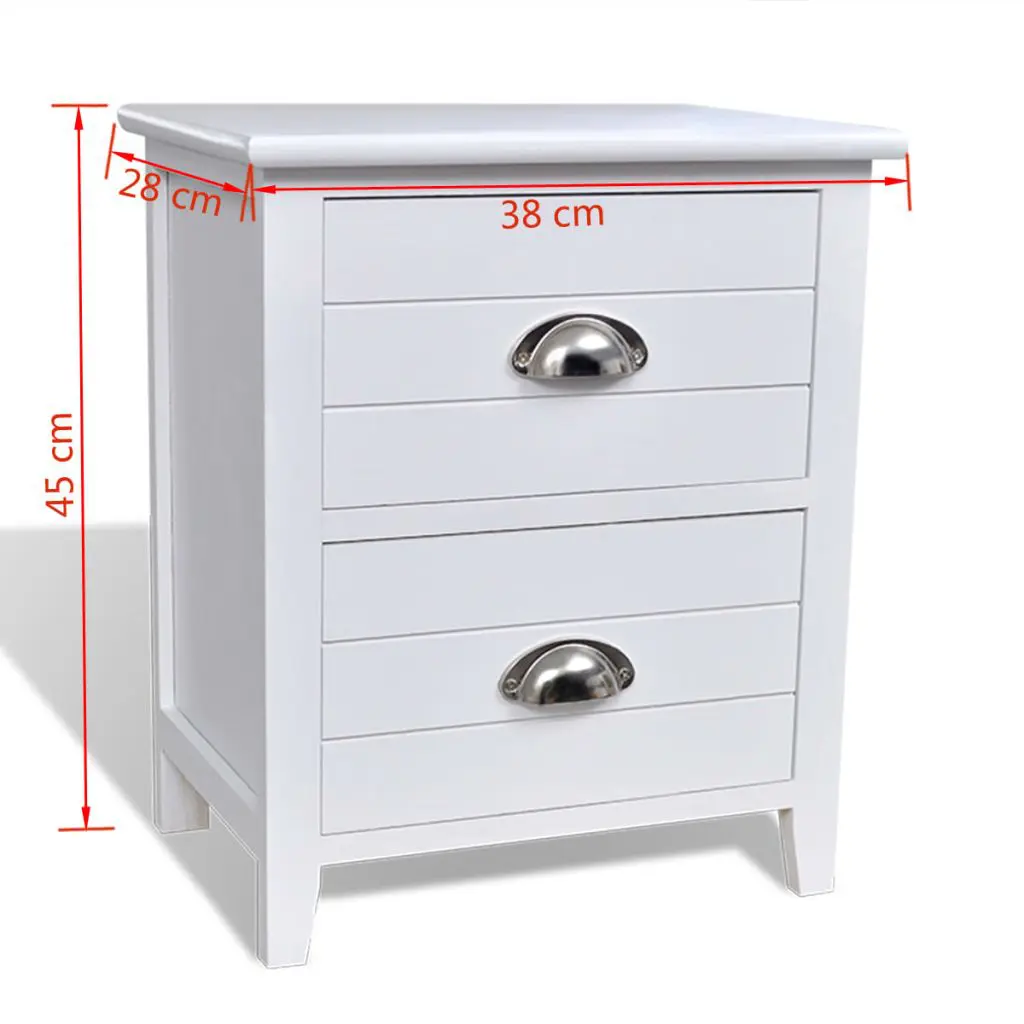 vidaXL Nightstand 2 pcs with 2 Drawers White