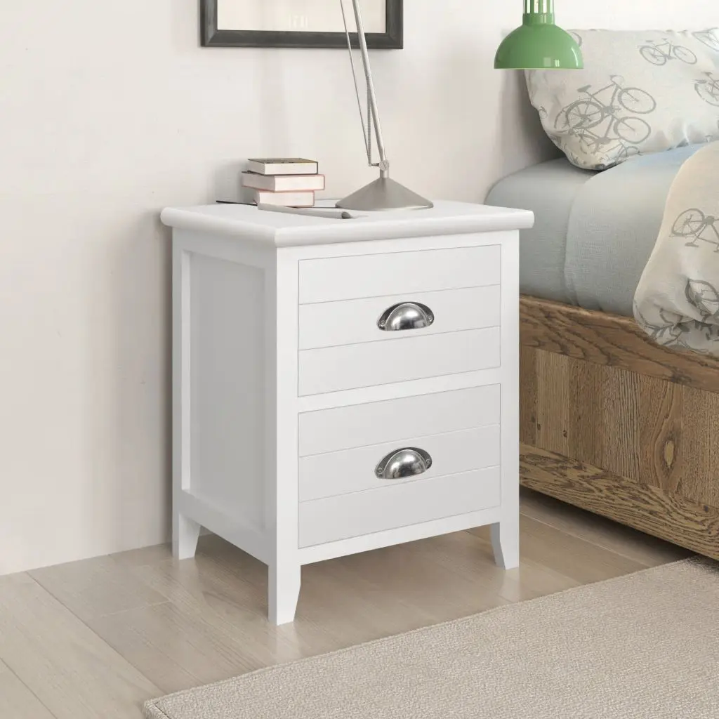 vidaXL Nightstand 2 pcs with 2 Drawers White