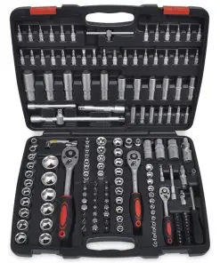 193pcs 1/4″ & 3/8″ & 1/2″ Drive Socket Bit Set w/ Ratchet Tool Set