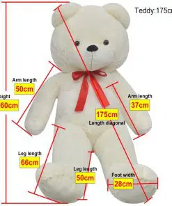 XXL Soft Plush Teddy Bear Toy White 175 cm