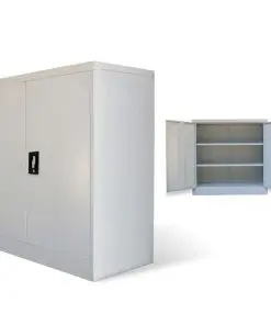 vidaXL Office Cabinet with 2 Doors Grey 90 cm Steel